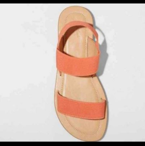 New Universal Thread Sandals Size 6 Adelaide Orange Elastic Flat - Picture 2 of 3